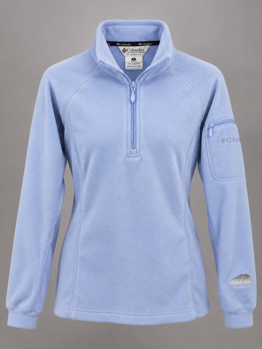 Columbia Womens Fleece Omni Therm Stretch Blue 1/4 Zip Pullover Jacket Large